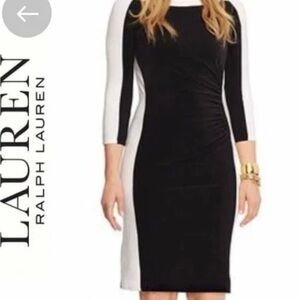 Lauren Ralph Lauren Black and White Long Sleeve Dress